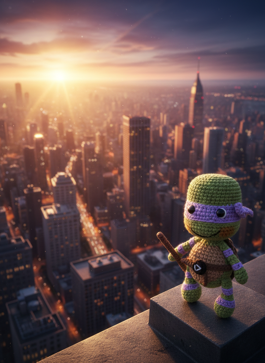Ninjoo – Handgemaakte Gehaakte Ninja Schildpadpop 15cm | Uniek Heldencadeau voor Kinderen