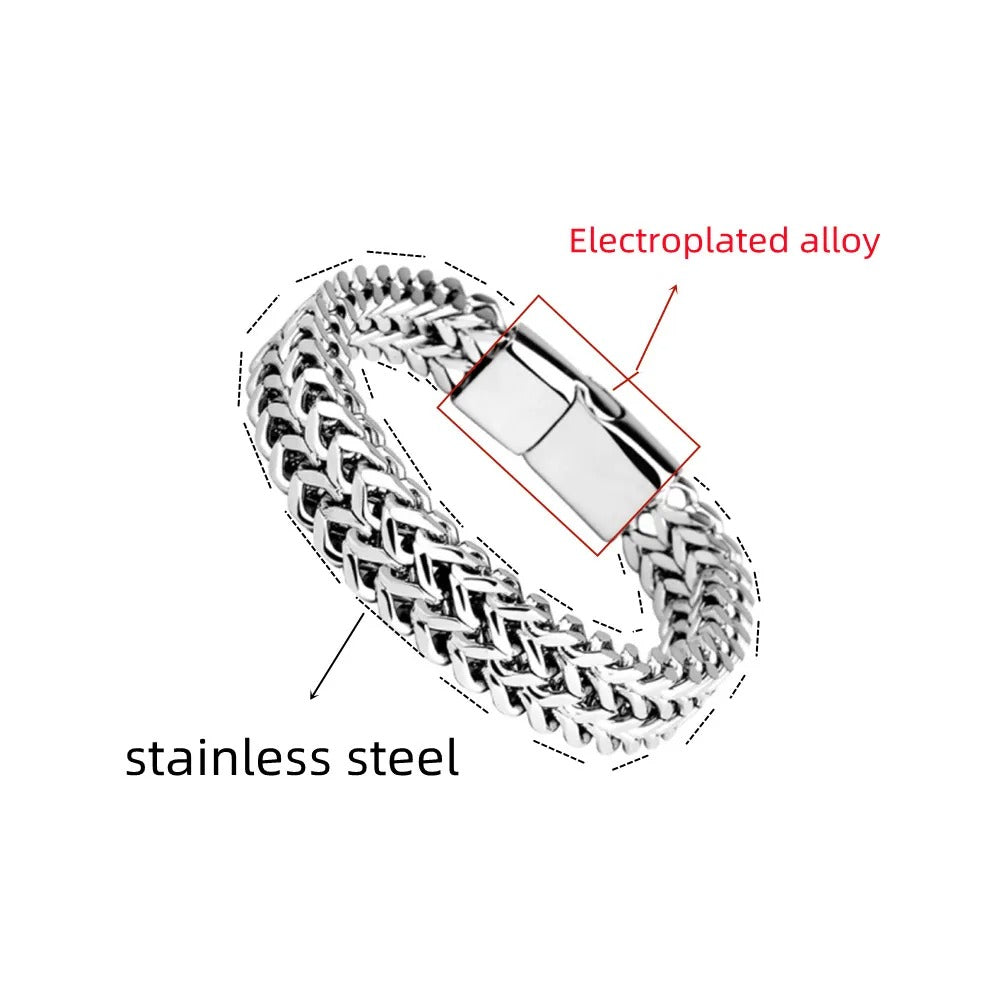 Luxe Roestvrij Stalen Gevlochten Armband | Magnetische Gesp | Unisex Hip Hop Stijl