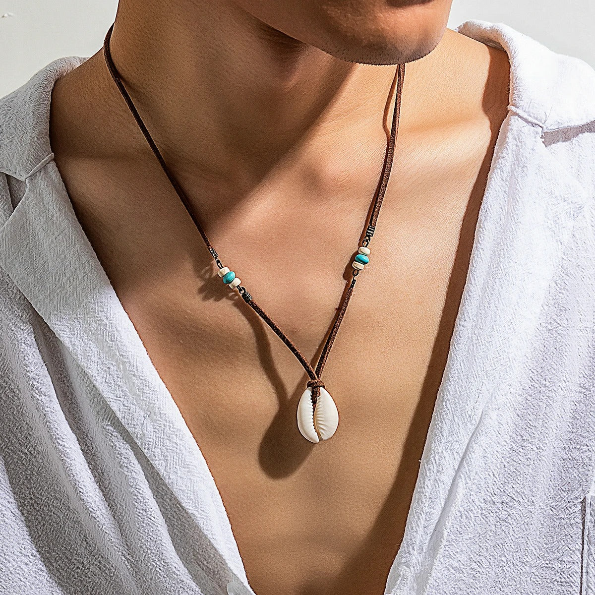 Heren Boho Schelp Hanger Ketting | Surfer Stijl | Strand Mode Sieraad