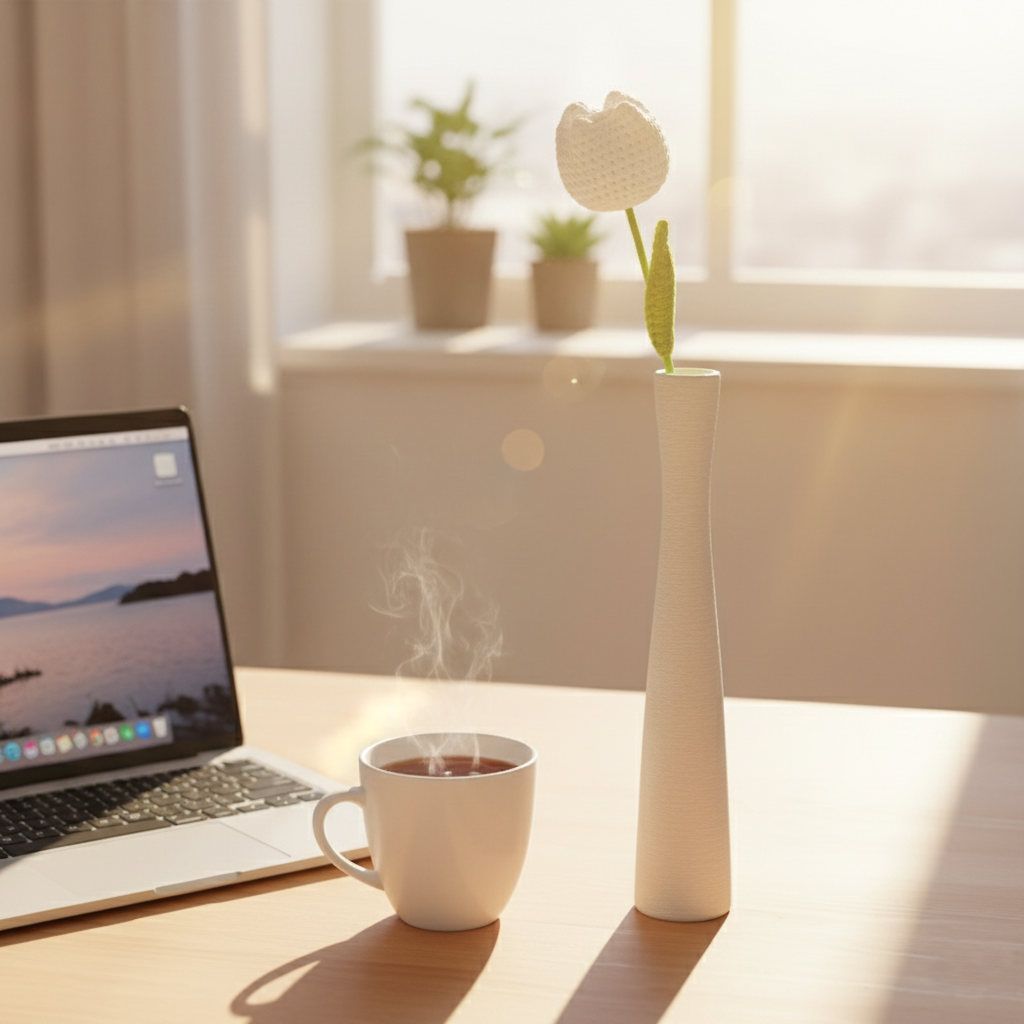 1x Witte Droom Haak Tulp Bloem 🌼