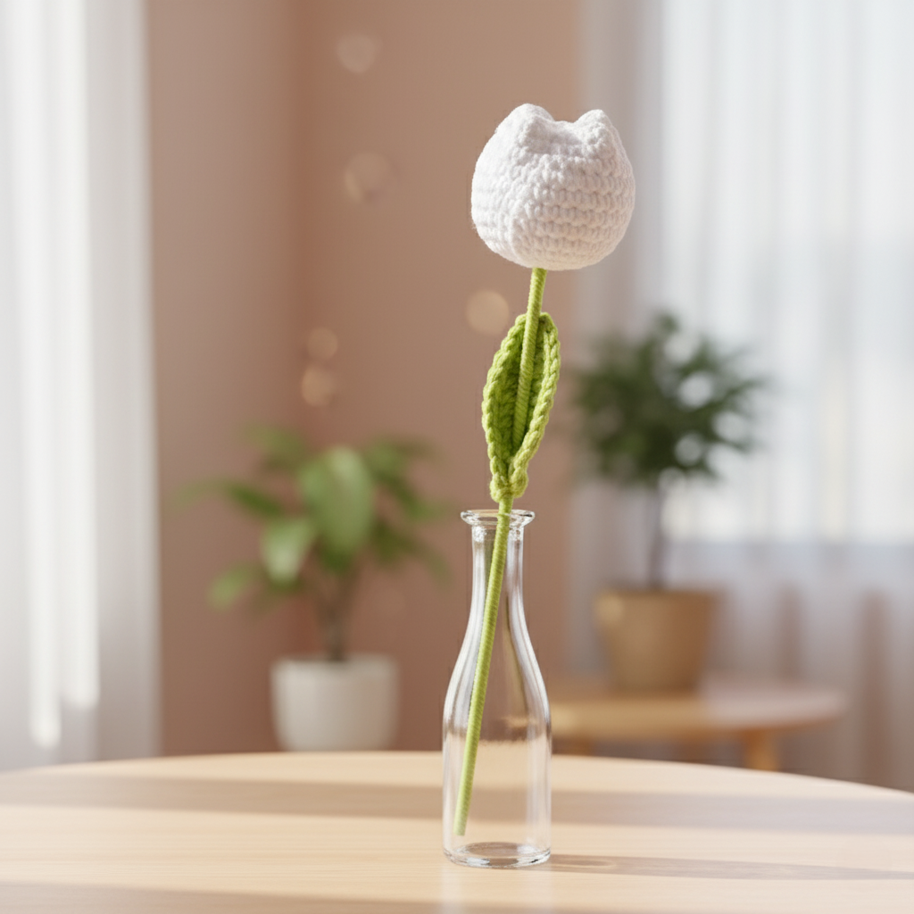 1x Witte Droom Haak Tulp Bloem 🌼