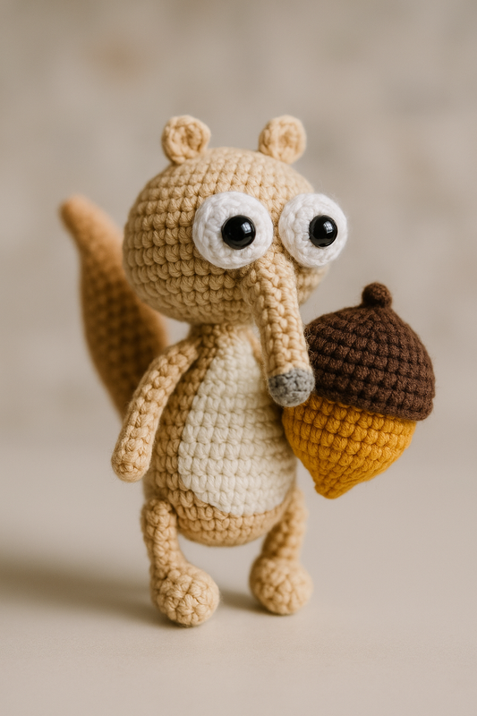 Nutmeg: A Scrat-tastic Crochet Squirrel - 11cm Tall