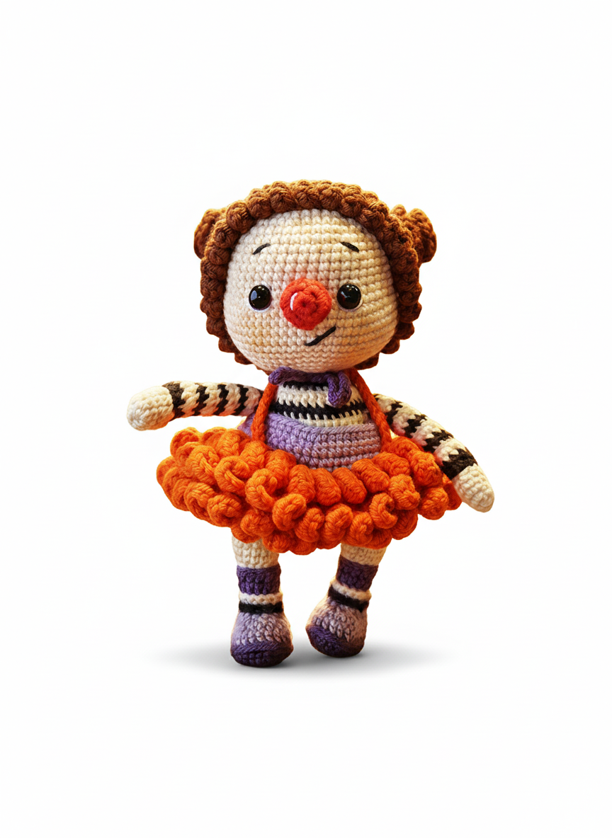 Arabella – Handgemaakte Gehaakte Karakterpop 16cm | Kleurrijk Uniek Cadeau