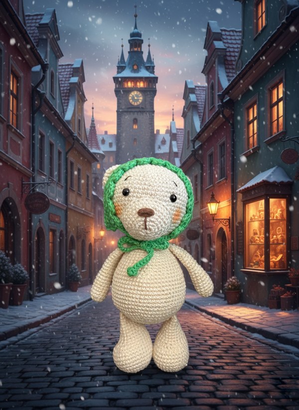 Basil – Handgemaakte Gehaakte Berenpop 19cm | Zacht Speelgoedcadeau voor Kinderen