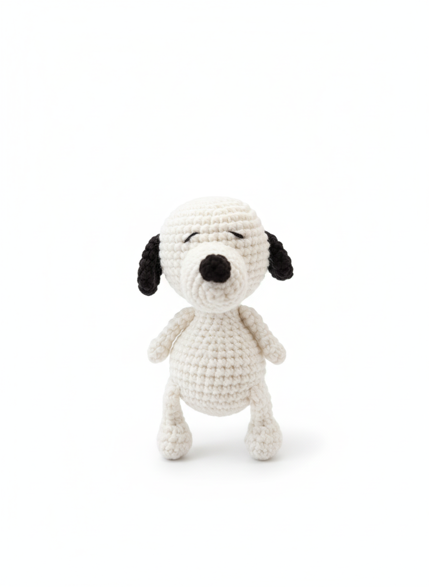 Biscuit – Handgemaakte Gehaakte Hondenpop 11cm | Zacht Speelgoedcadeau