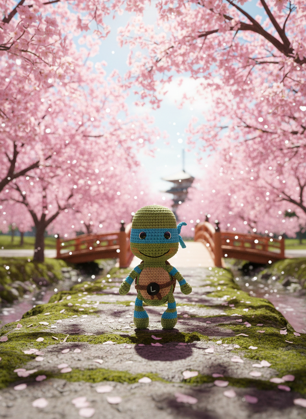 Breezeo Handgemaakte Gehaakte Ninja Schildpadpop 18cm | Uniek Heldencadeau voor Kinderen