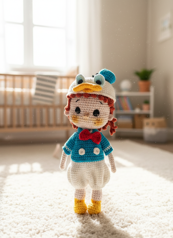 Ducky – Handgemaakte Gehaakte Eendenpop 22cm | Schattig Babycadeau