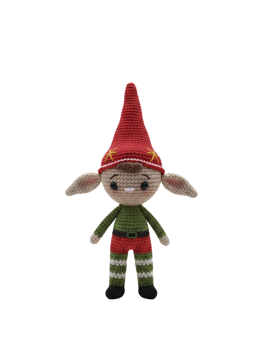 Elfin – Handgemaakte Gehaakte Elfenpop 25cm | Uniek Kerstcadeau