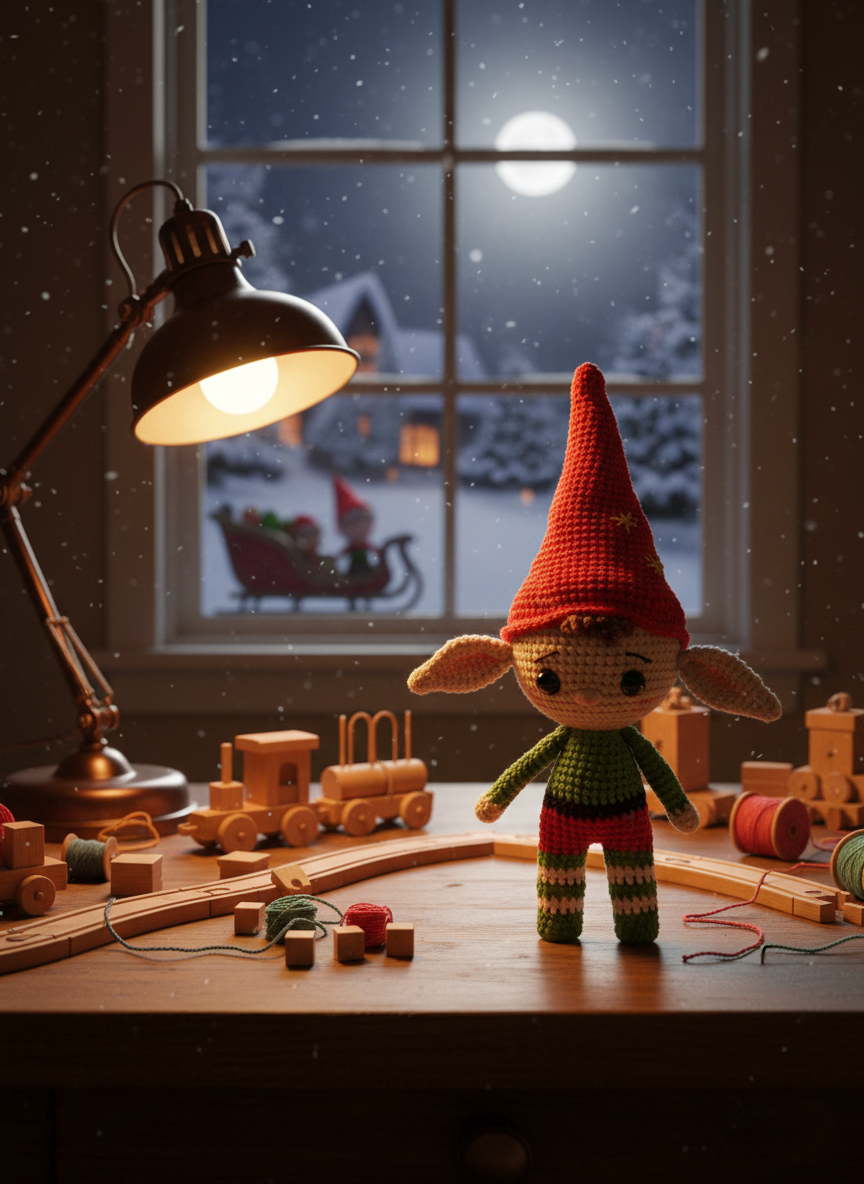 Elfin – Handgemaakte Gehaakte Elfenpop 25cm | Uniek Kerstcadeau