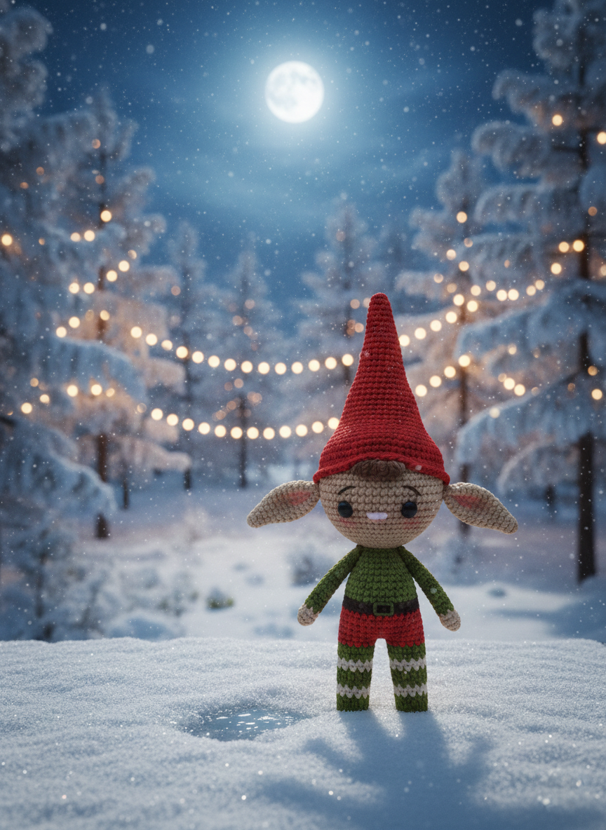Elfin – Handgemaakte Gehaakte Elfenpop 25cm | Uniek Kerstcadeau