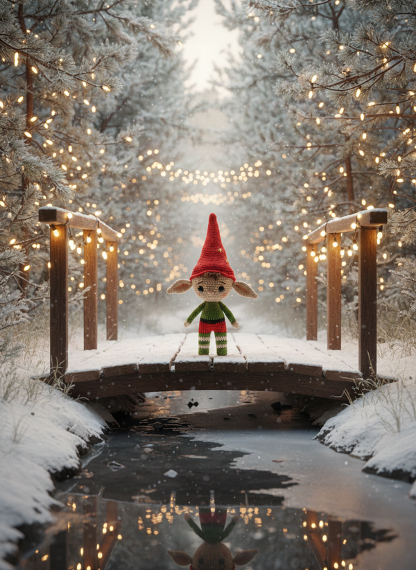 Elfin – Handgemaakte Gehaakte Elfenpop 25cm | Uniek Kerstcadeau