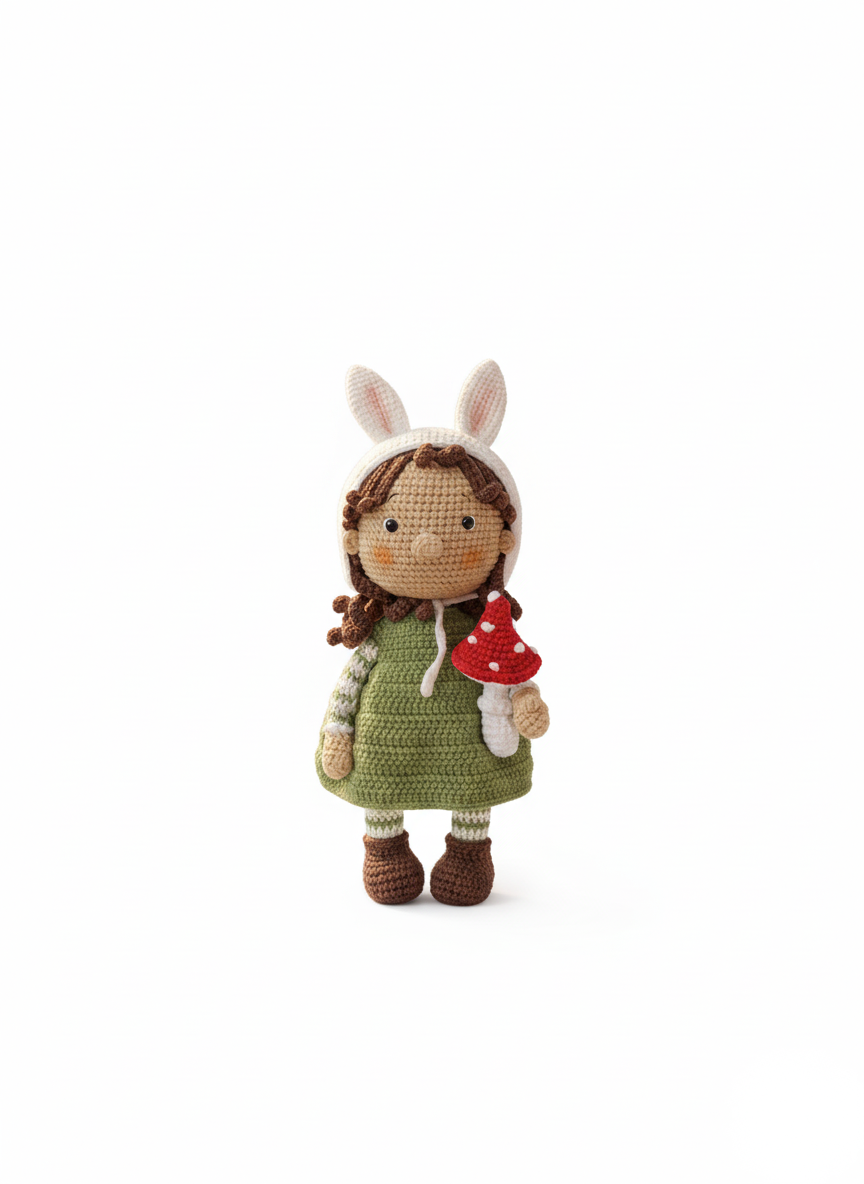 Fawnie – Handgemaakte Gehaakte Bosbewonerspop 30cm | Uniek Natuurcadeau