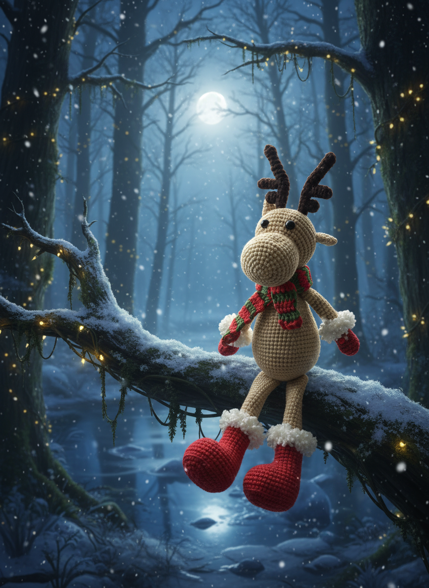 Frosti: Een knuffelig klein winterrendier – 33 cm hoog