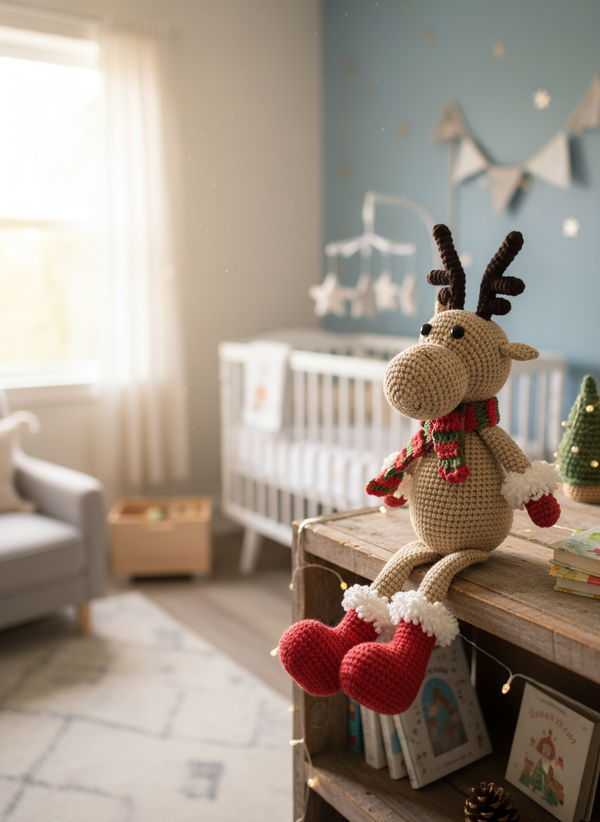 Frosti – Handgemaakte Gehaakte Rendierenpop 33cm | Uniek Kerstcadeau