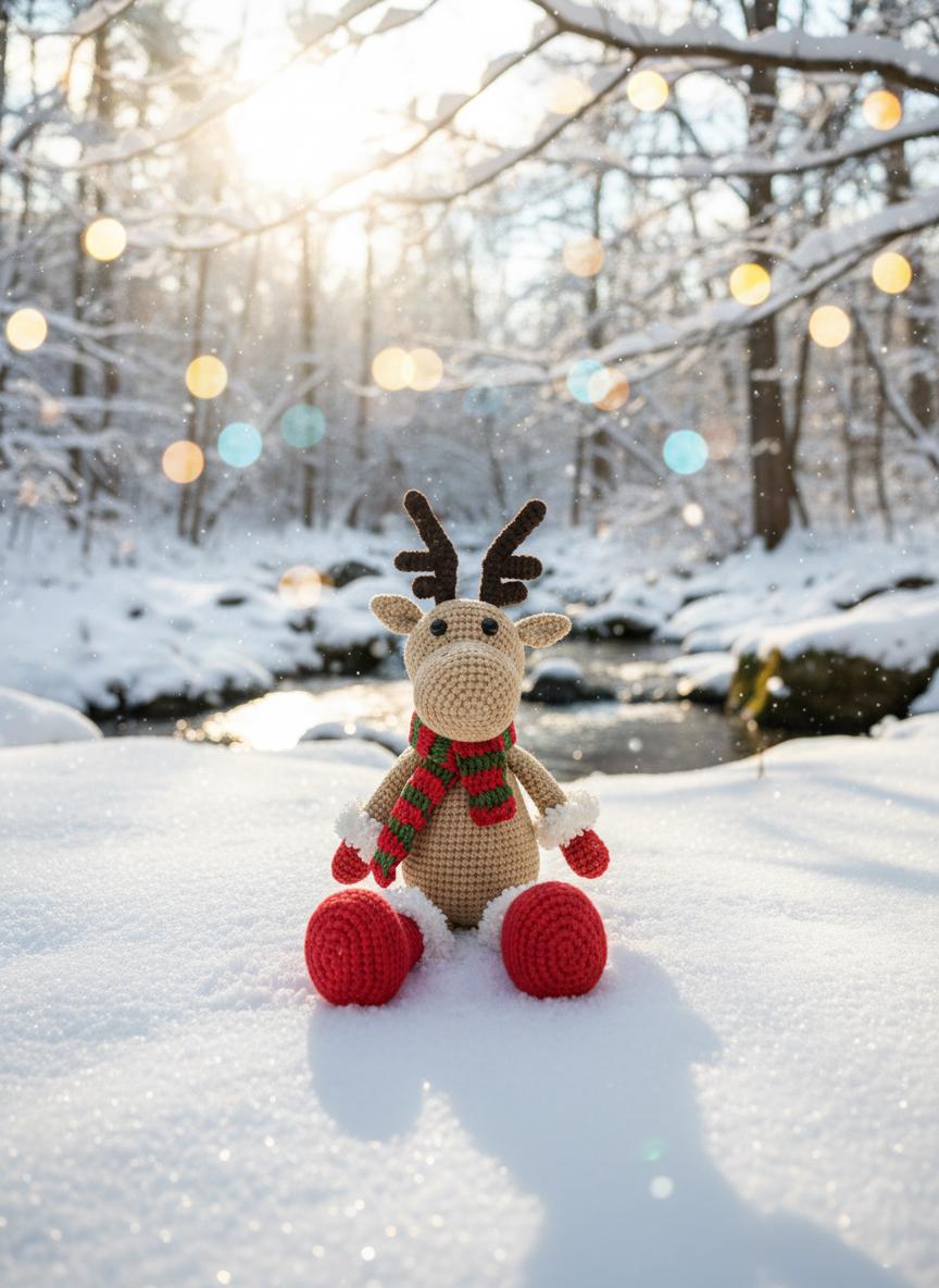 Frosti – Handgemaakte Gehaakte Rendierenpop 33cm | Uniek Kerstcadeau