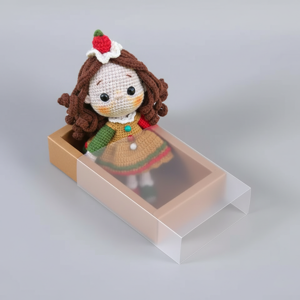 Ginger – Handgemaakte Gehaakte Peperkoekenmeisje Pop 25cm | Uniek Kerstcadeau