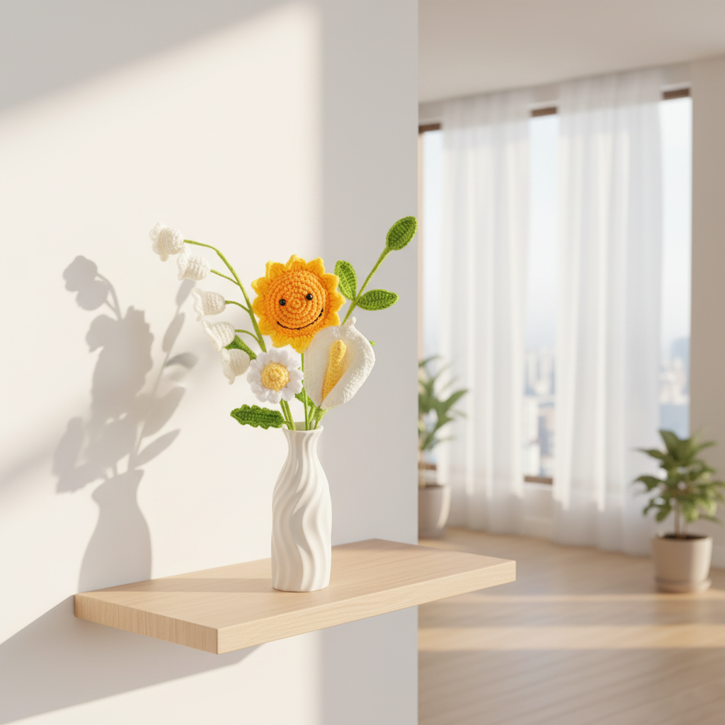 Handgemaakte Gehaakte Bloemenboeket Zonnig Geel – Uniek Vrolijk Cadeau van Teeny Weeny