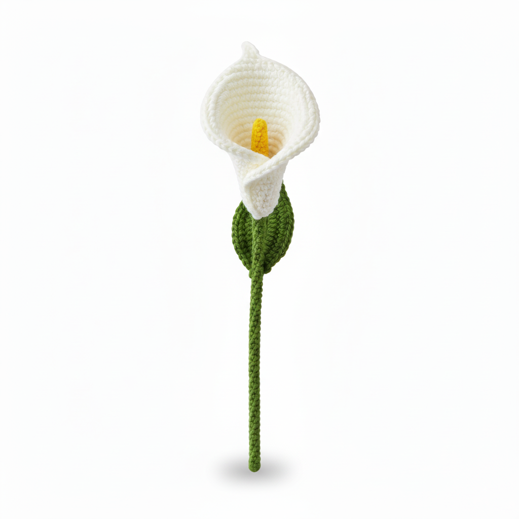 Handgemaakte Gehaakte Calla Lelie Wit – Premium Kunstbloem | Elegant Cadeau van Teeny Weeny
