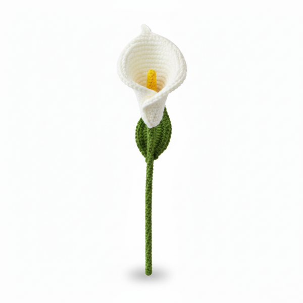 Handgemaakte Gehaakte Calla Lelie Wit – Premium Kunstbloem | Elegant Cadeau van Teeny Weeny