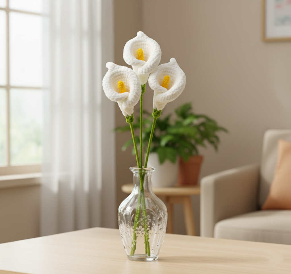 Handgemaakte Gehaakte Calla Lelie Wit – Premium Kunstbloem | Elegant Cadeau van Teeny Weeny