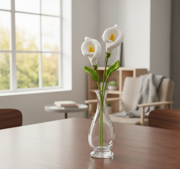 Handgemaakte Gehaakte Calla Lelie Wit – Premium Kunstbloem | Elegant Cadeau van Teeny Weeny