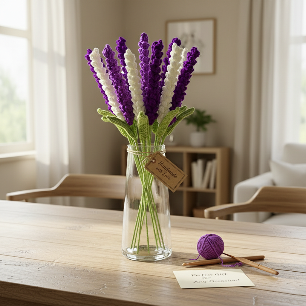 Handgemaakte Gehaakte Lavendelboeket 15 stuks – Premium Paars Cadeau | Woondecor