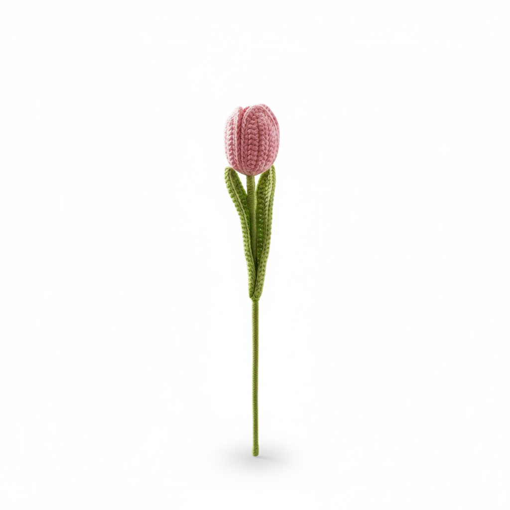 Handgemaakte Gehaakte Tulp Lichtroze – Kunstbloem | Uniek Cadeau
