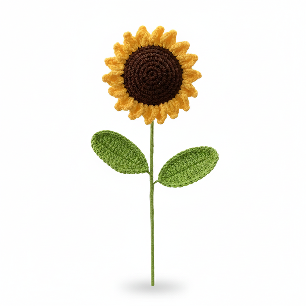 Handgemaakte Gehaakte Zonnebloem Geel – Premium Kunstbloem | Uniek Cadeau