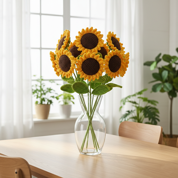 Handgemaakte Gehaakte Zonnebloem Geel – Premium Kunstbloem | Uniek Cadeau
