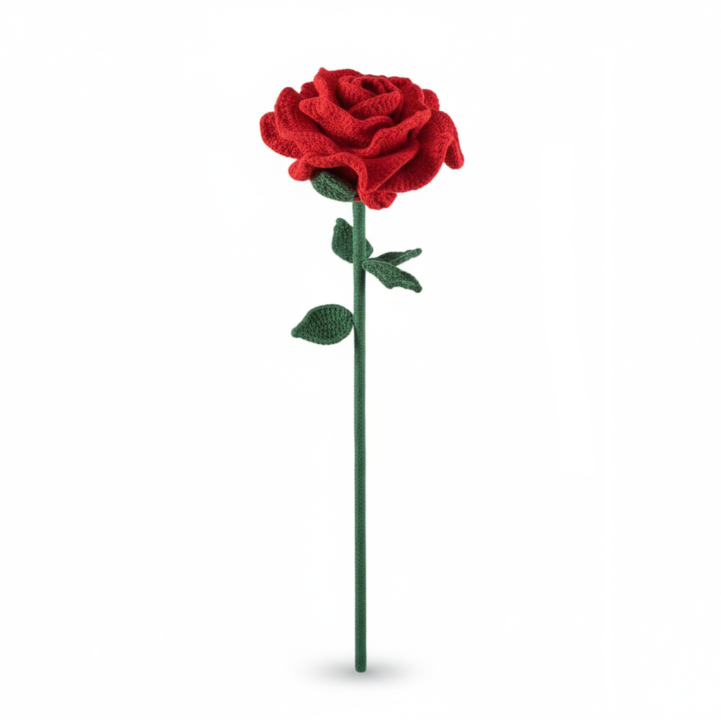 Handgemaakte XXL Gehaakte Roos Rood 70cm – Eeuwige Liefde Cadeau | Valentijnsdag van Teeny Weeny