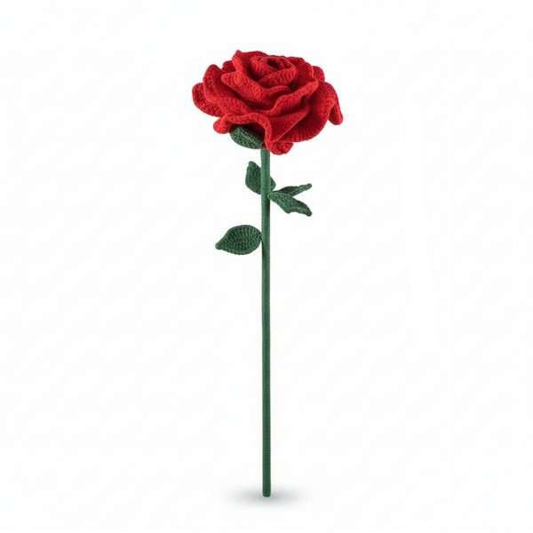 Handgemaakte XXL Gehaakte Roos Rood 70cm – Eeuwige Liefde Cadeau | Valentijnsdag van Teeny Weeny