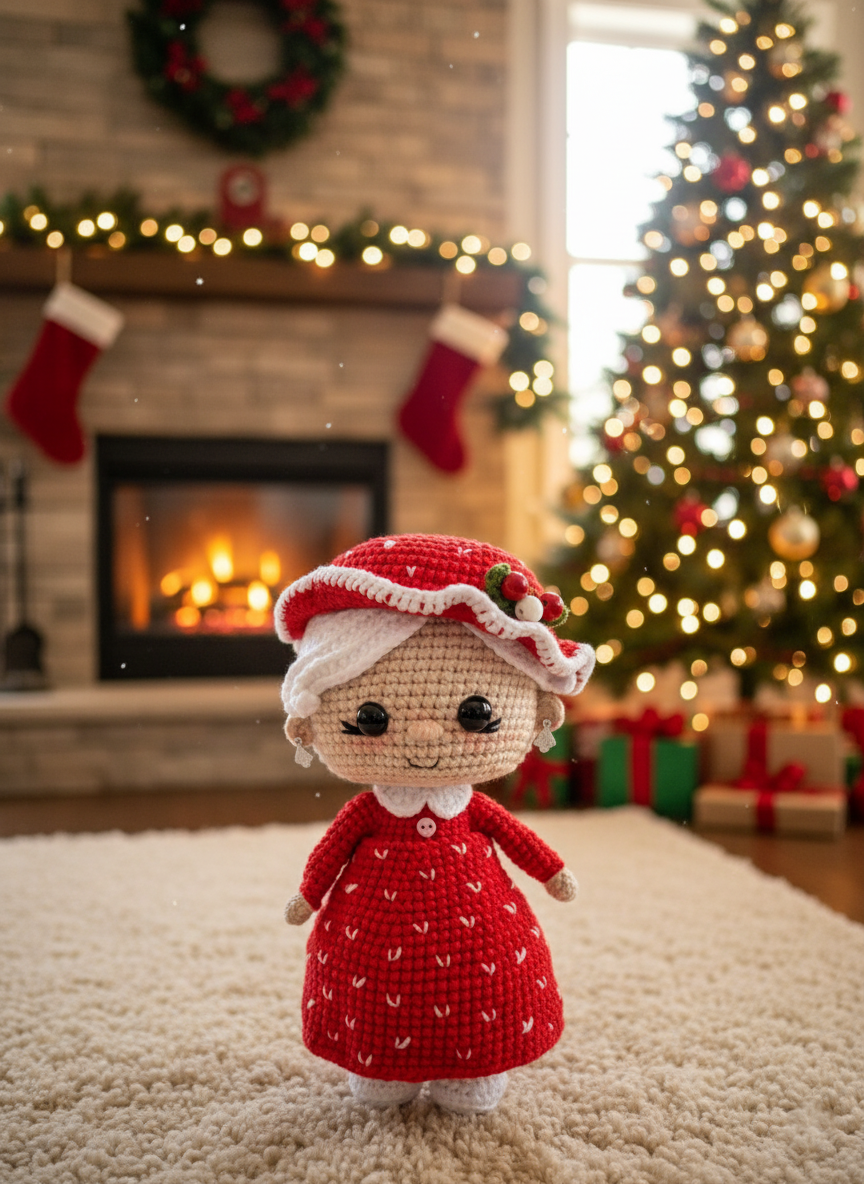 Holly – Handgemaakte Gehaakte Kerstpop 20cm | Uniek Feestcadeau