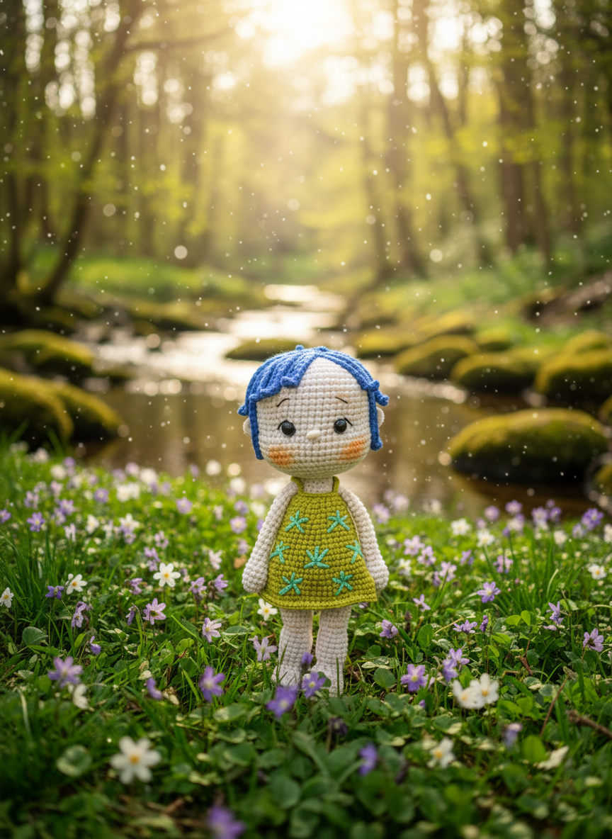 Iris – Handgemaakte Gehaakte Meisjespop 20cm | Lief Uniek Cadeau voor Kinderen