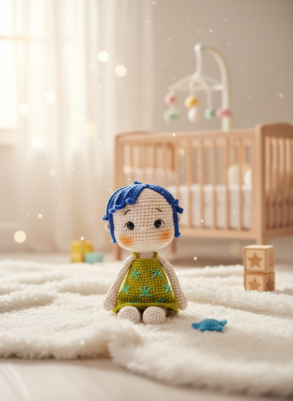 Iris – Handgemaakte Gehaakte Meisjespop 20cm | Lief Uniek Cadeau voor Kinderen