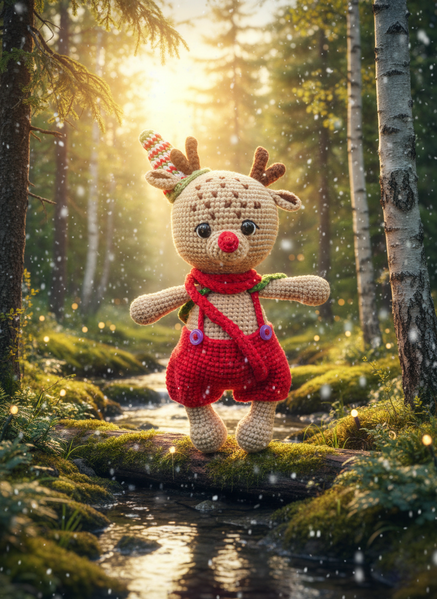 Jingles – Handgemaakte Gehaakte Rendierenpop 20cm | Uniek Kerstcadeau
