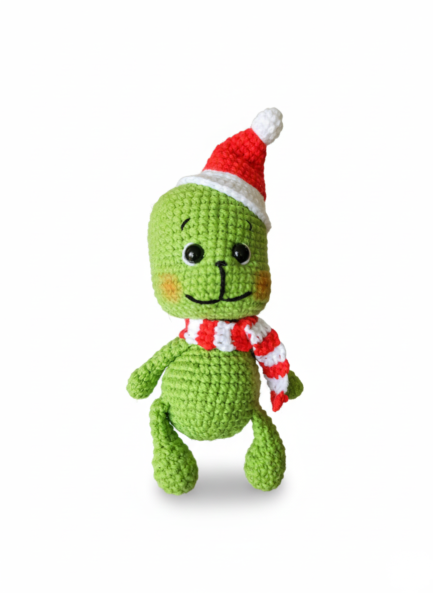 Jollo – Handgemaakte Gehaakte Kerstpop 17cm | Uniek Kerstcadeau
