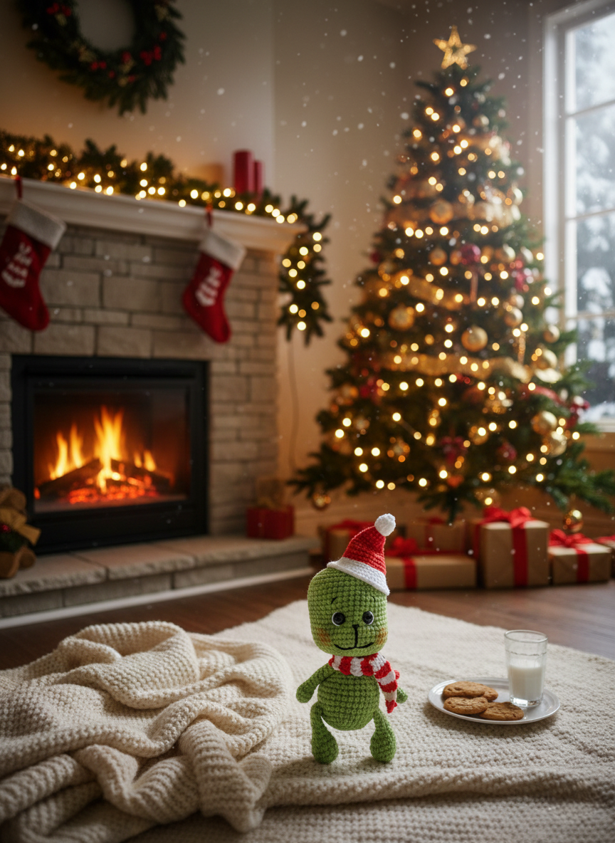 Jollo – Handgemaakte Gehaakte Kerstpop 17cm | Uniek Kerstcadeau