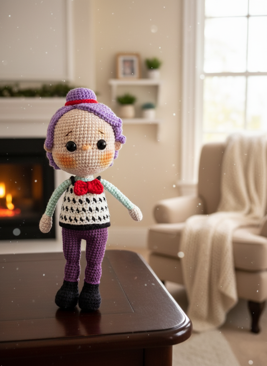 Lavender – Handgemaakte Gehaakte Meisjespop 22cm | Uniek Cadeau voor Kinderen