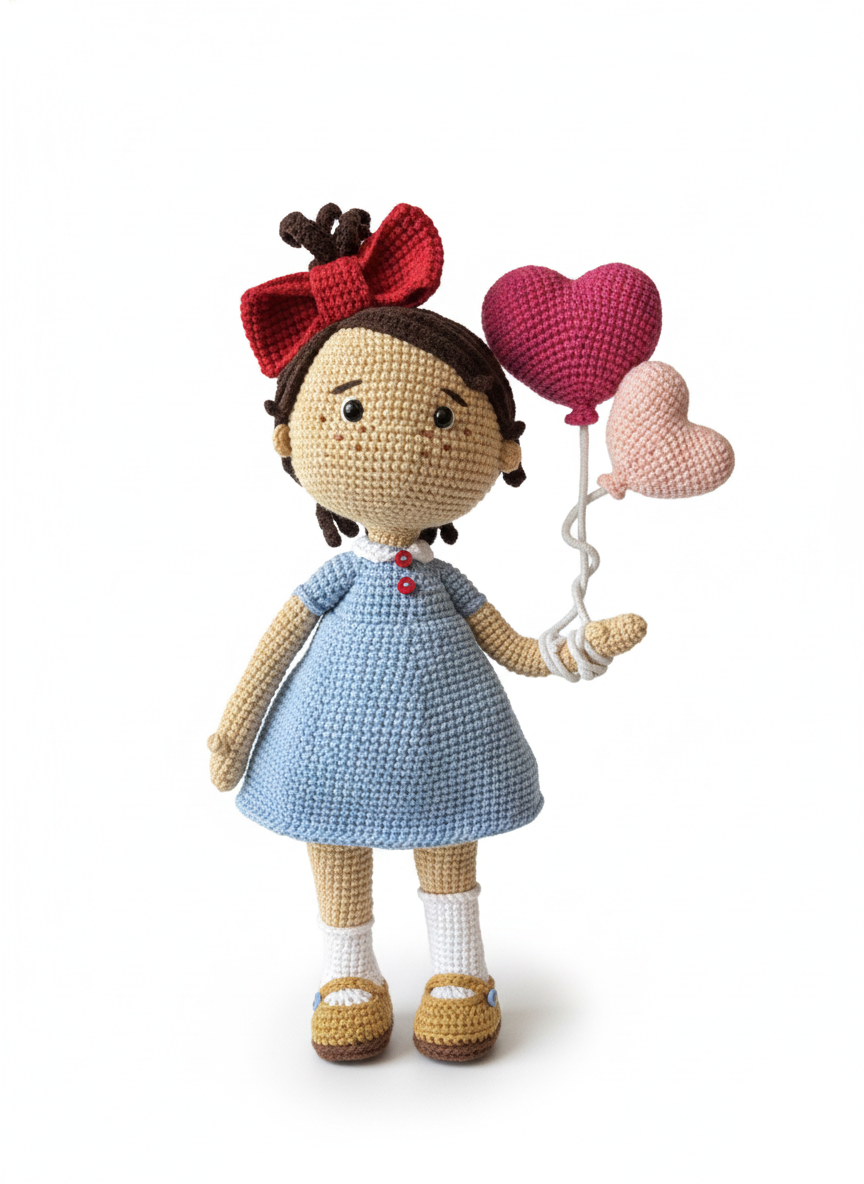 Luvia – Handgemaakte Gehaakte Meisjespop 38cm | Uniek Romantisch Cadeau