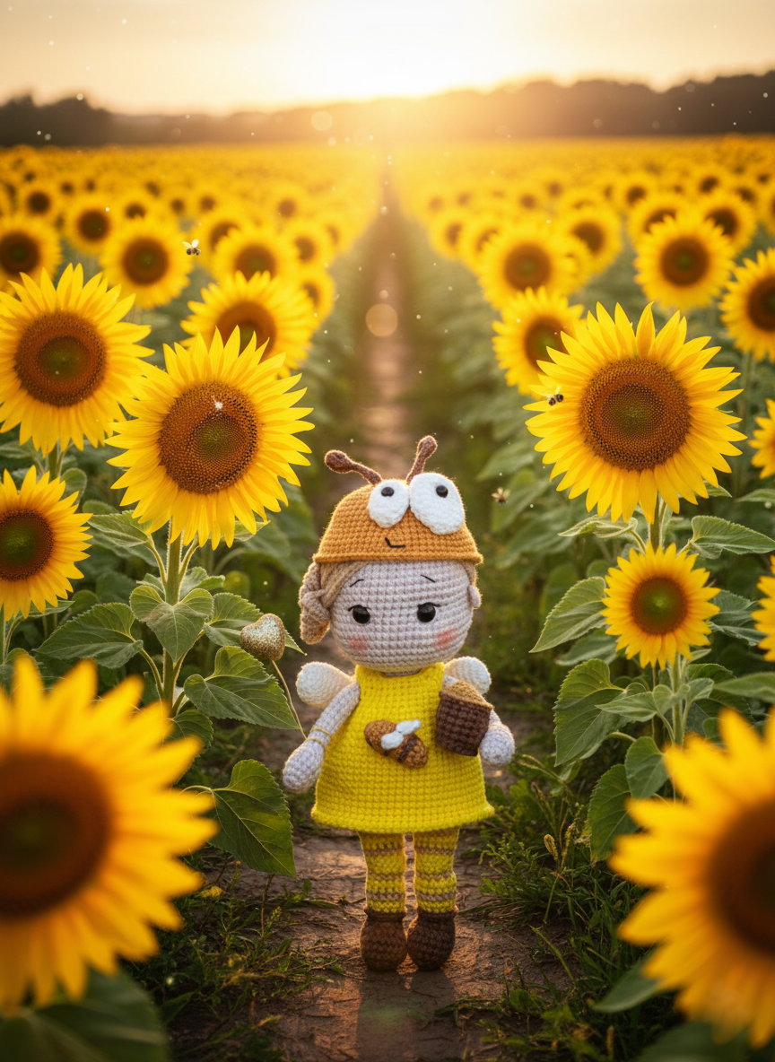 Marigold – Handgemaakte Gehaakte Bijenpop 22cm | Uniek Cadeau voor Kinderen