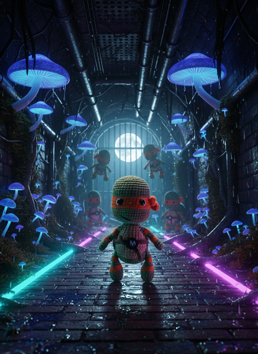 Mikko – Handgemaakte Gehaakte Ninja Schildpadpop 13cm | Uniek Heldencadeau voor Kinderen