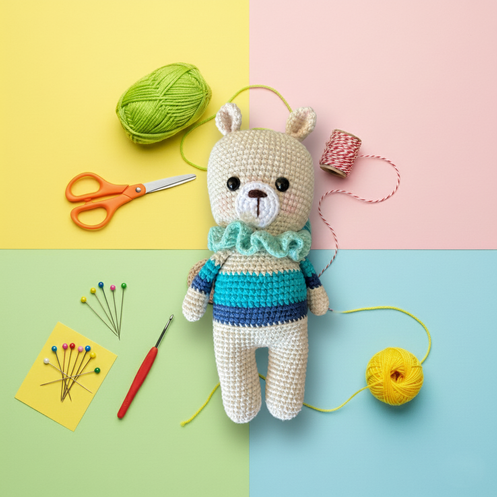 Milo – Handgemaakte Gehaakte Berenpop 19cm | Zacht Knuffelig Cadeau