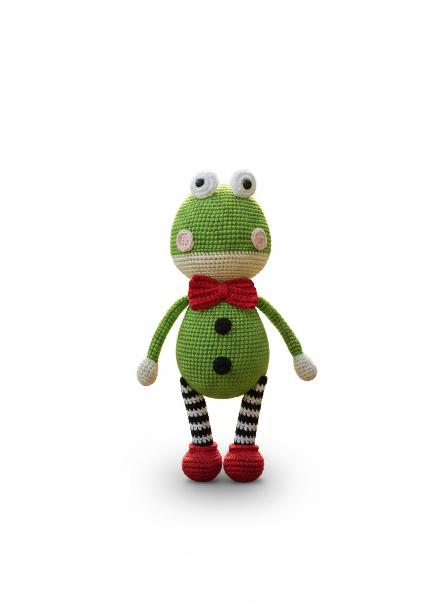 Mr Froggy – Handgemaakte Gehaakte Kikkerput 25cm | Uniek Cadeau voor Kinderen