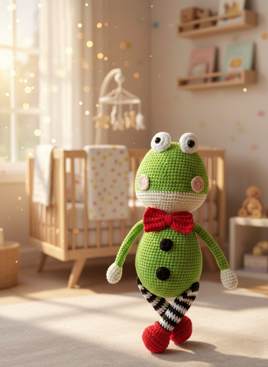 Mr Froggy – Handgemaakte Gehaakte Kikkerput 25cm | Uniek Cadeau voor Kinderen