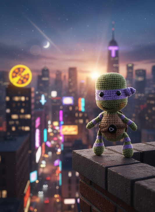Ninjoo – Handgemaakte Gehaakte Ninja Schildpadpop 15cm | Uniek Heldencadeau voor Kinderen