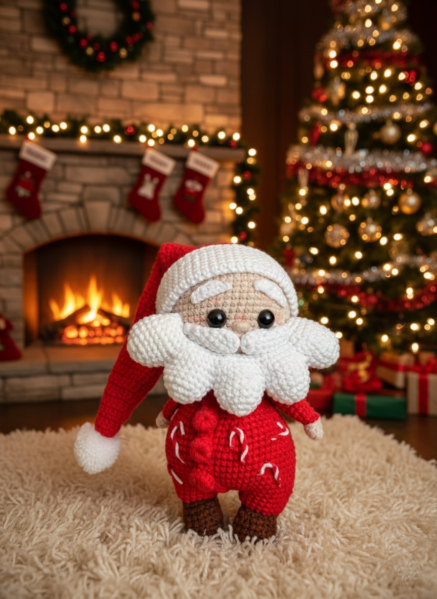 Noel – Handgemaakte Gehaakte Kerstmanpop 30cm | Uniek Kerstcadeau