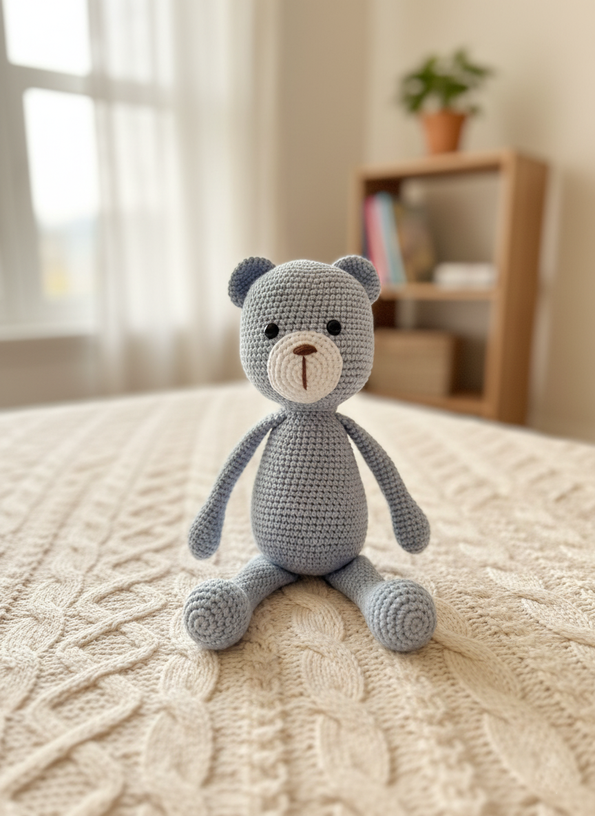 Pebble – Handgemaakte Gehaakte Berenpop 27cm | Zacht Speelgoedcadeau