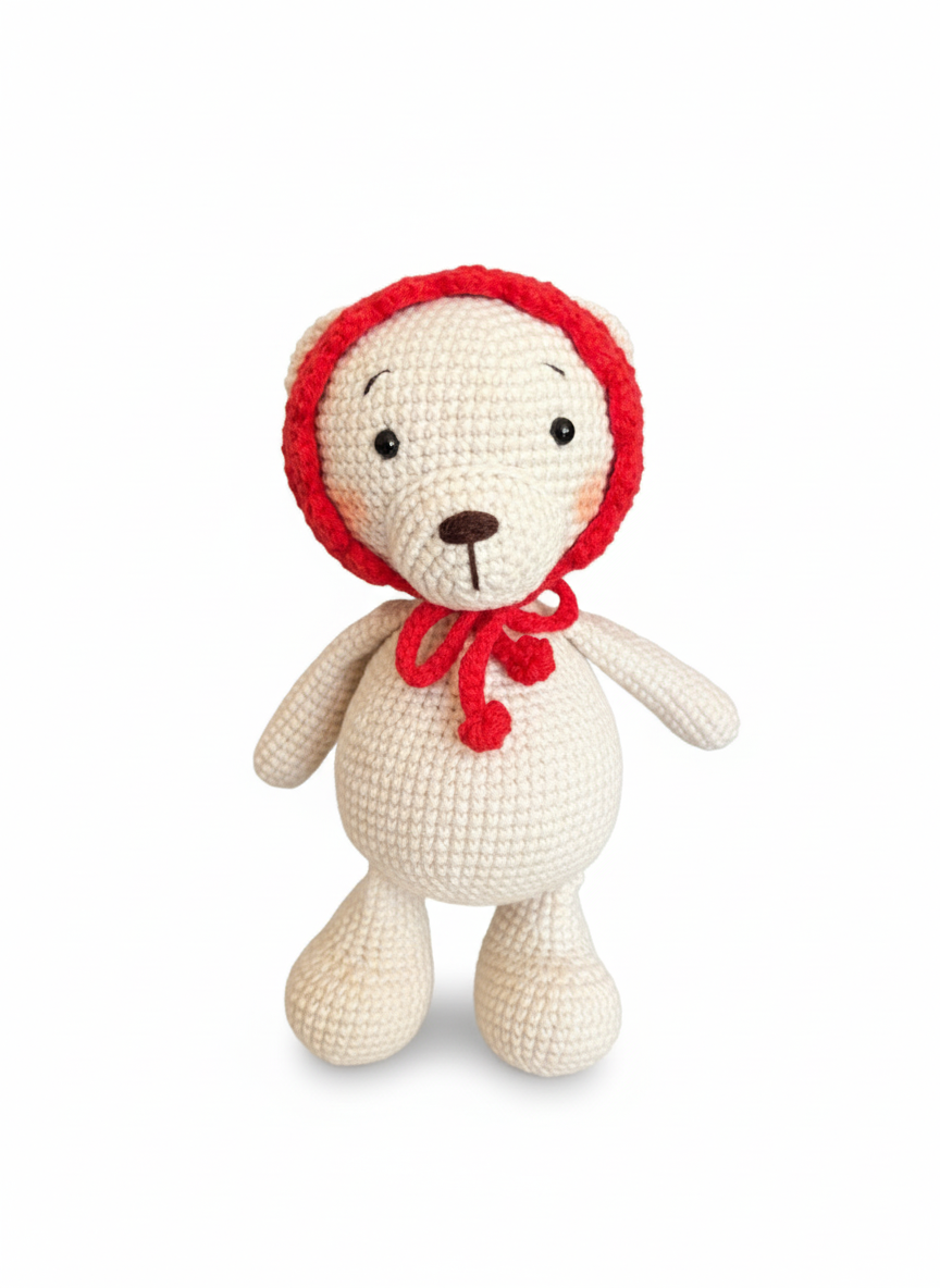 Rose – Handgemaakte Gehaakte Sprookjesberenpop 19cm | Uniek Cadeau