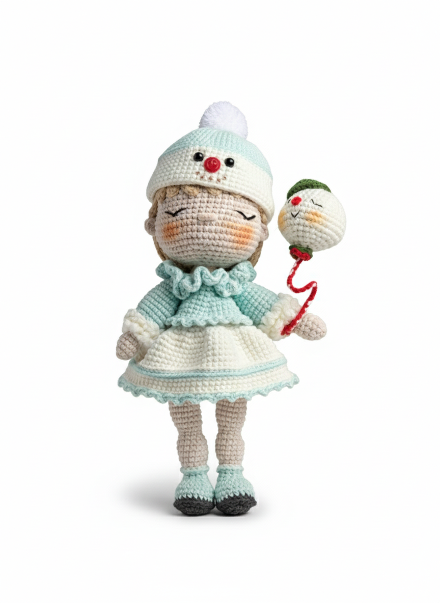 Snowdrop – Handgemaakte Gehaakte Winterpop 25cm | Uniek Cadeau
