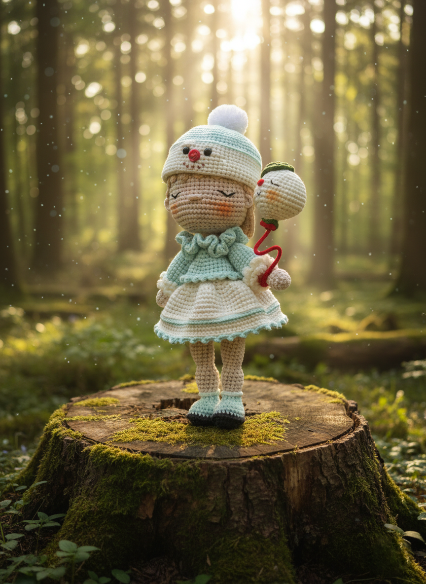 Snowdrop – Handgemaakte Gehaakte Winterpop 25cm | Uniek Cadeau
